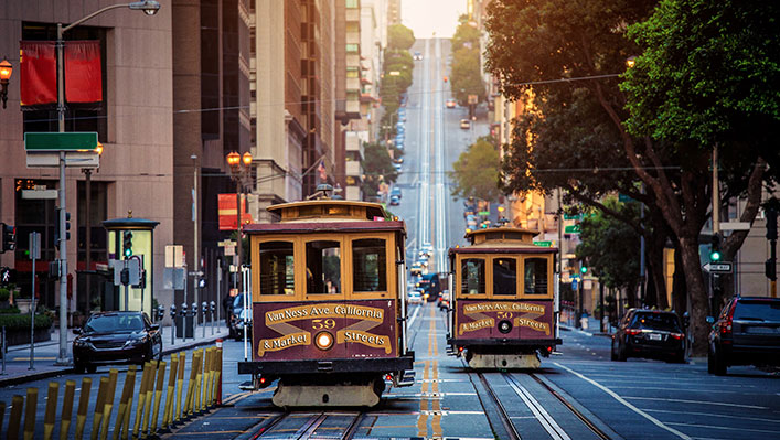 Public trams in San Francisco