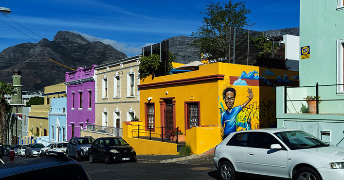 A street with colorful houses in Capetwon